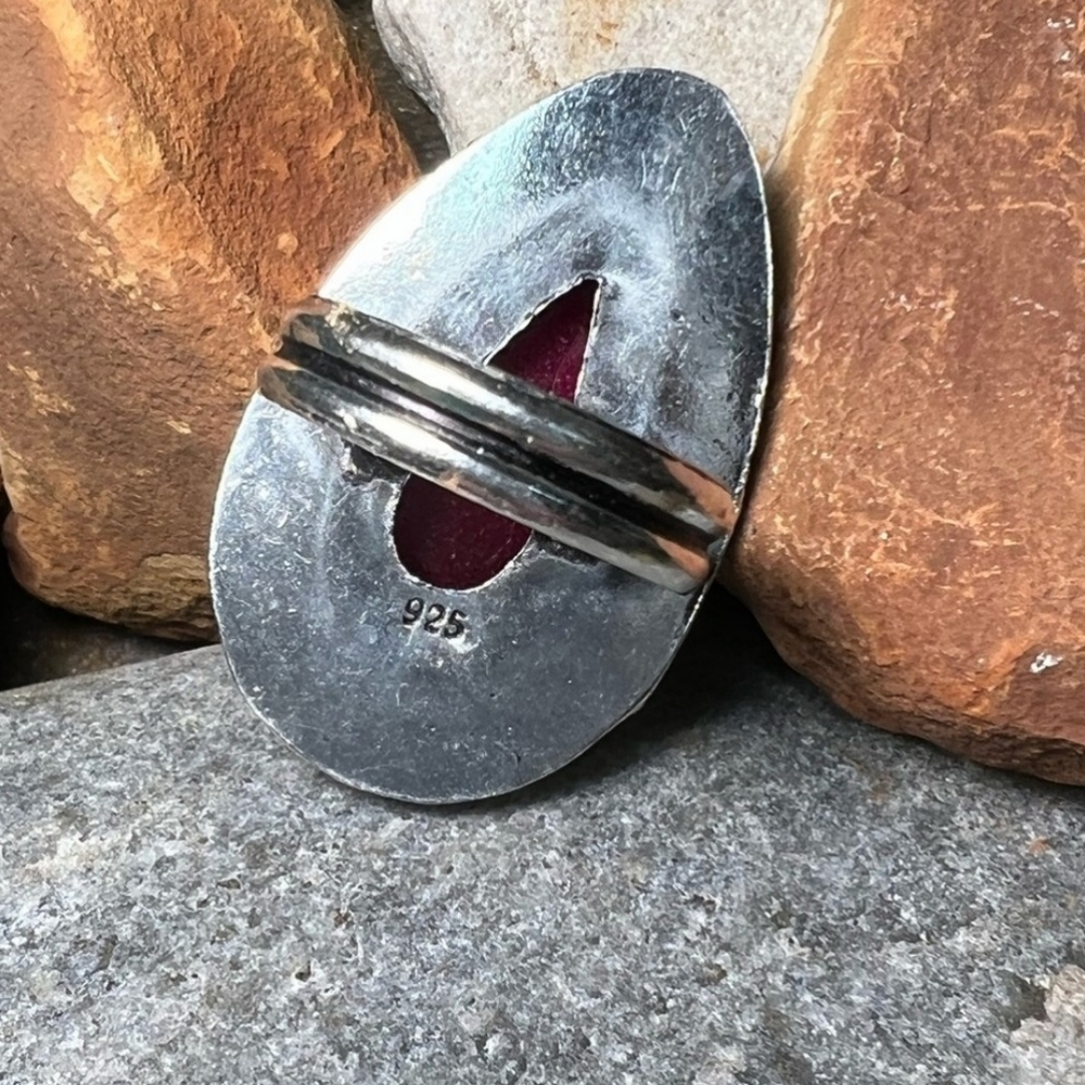 Custom Faceted Ruby Ring Red Size 9.25 Beautiful … - image 4